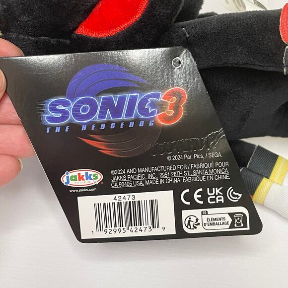 Sonic the Hedgehog & Shadow Plush Set of 2 | 10" Sega Stuffed Animals | NWT - Picture 9 of 13